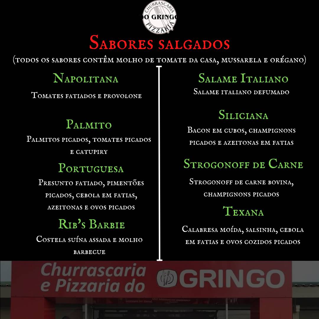 Churrascaria e Pizzaria do Gringo cardápio