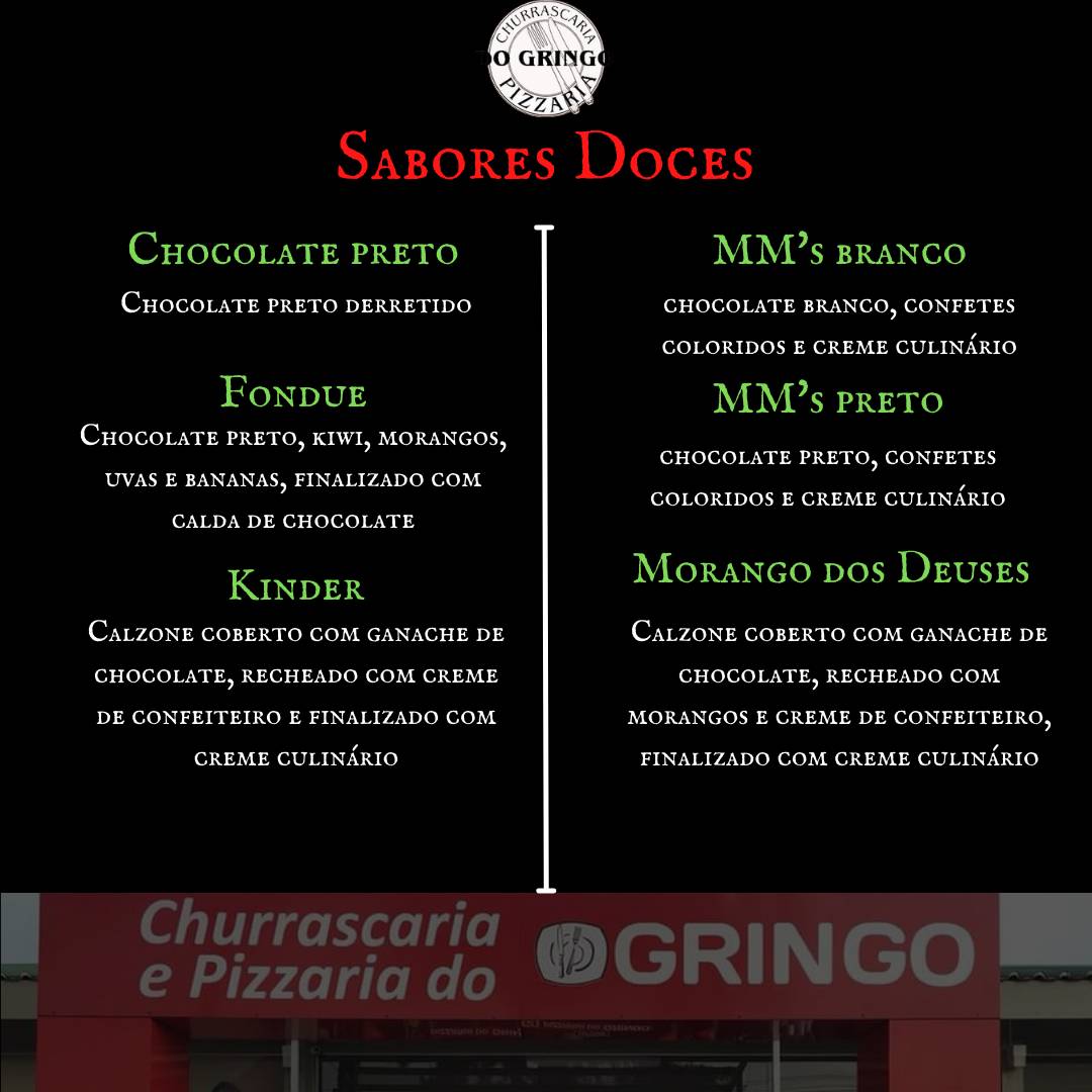 Churrascaria e Pizzaria do Gringo cardápio
