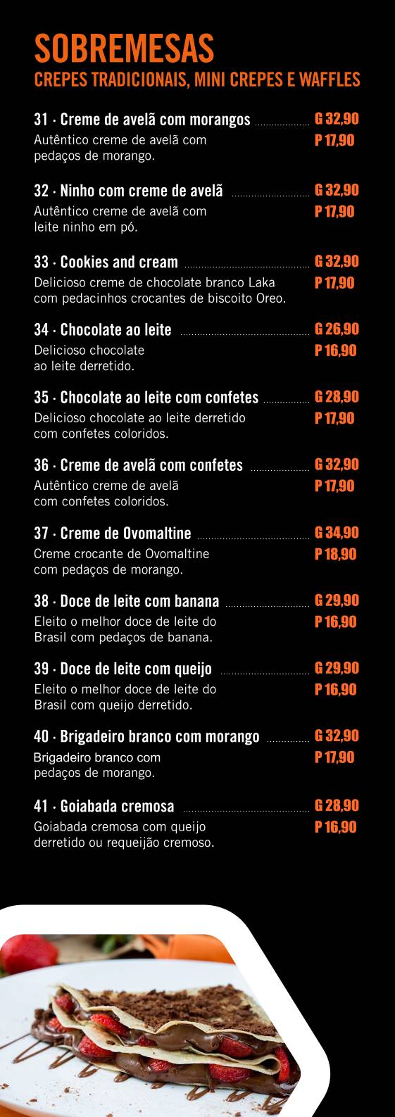 CREPERIA do Cambuí cardápio