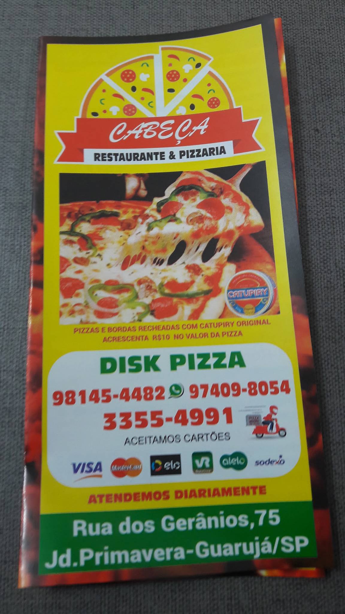 Restaurante & Pizzaria Cabeça cardápio