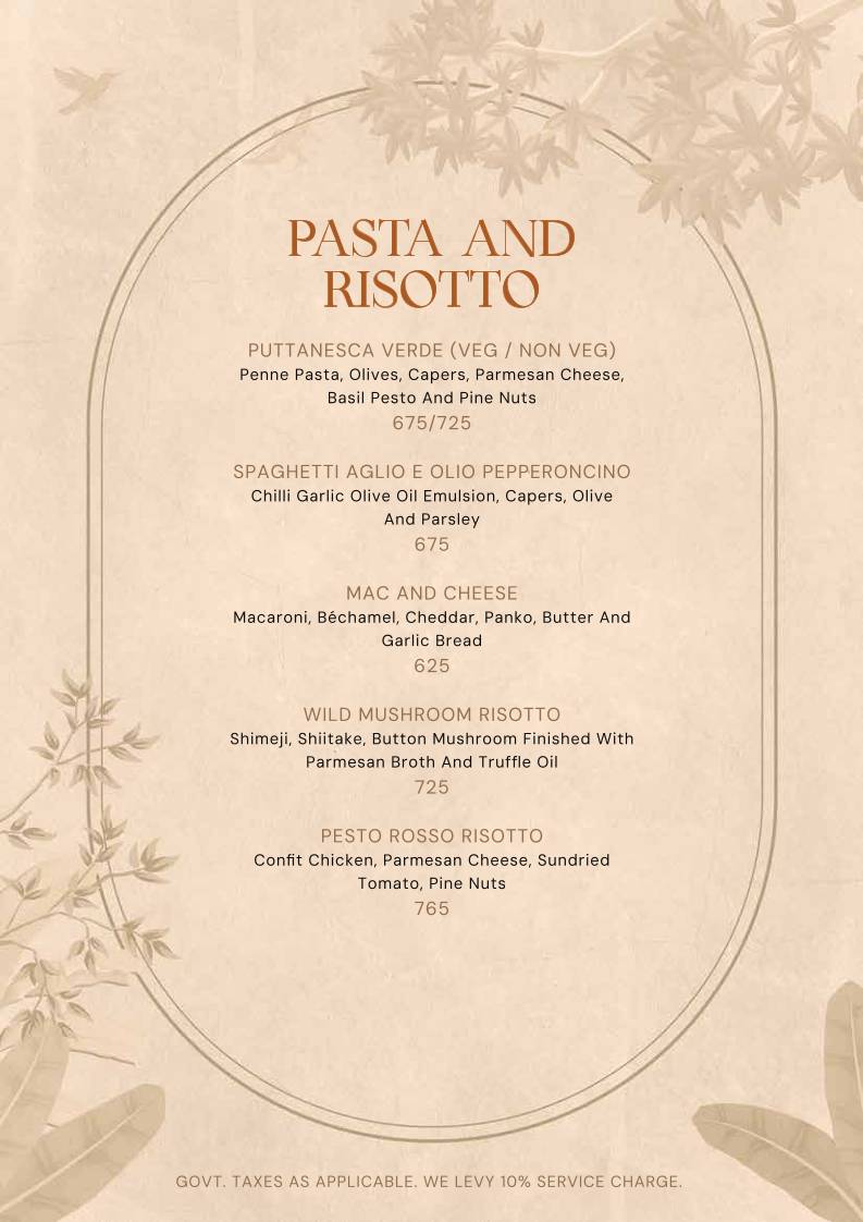 1 Oak menu
