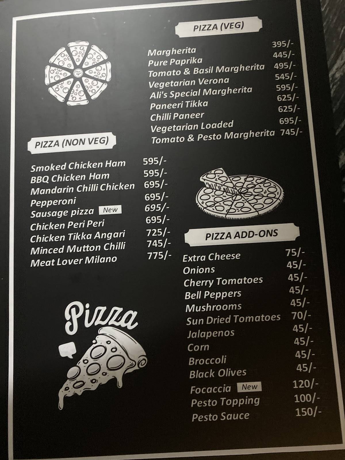 Ali's Cafe and Pizzeria menu
