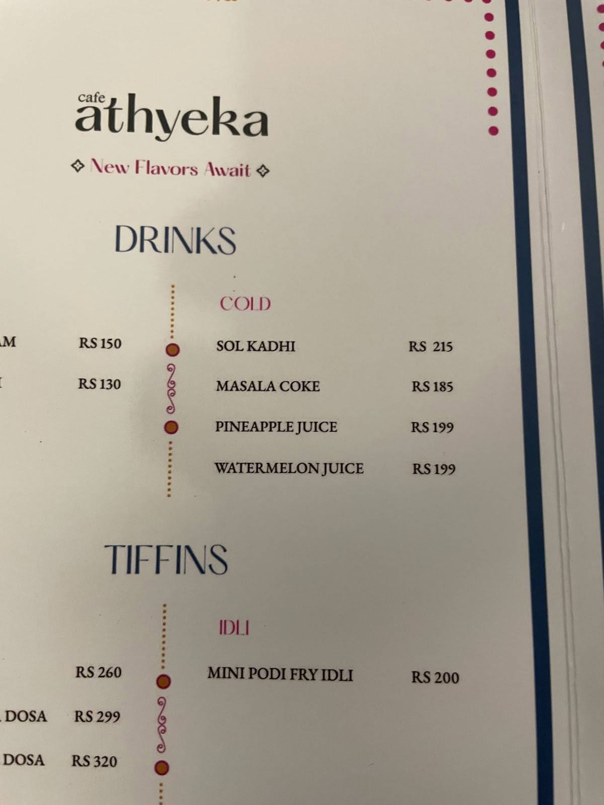 Cafe Athyeka menu