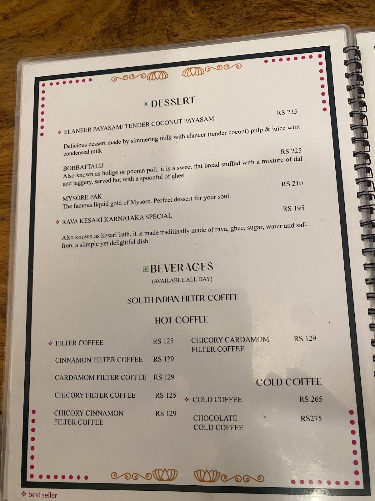 Cafe Athyeka menu