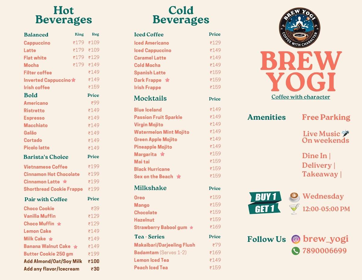 Brew Yogi menu
