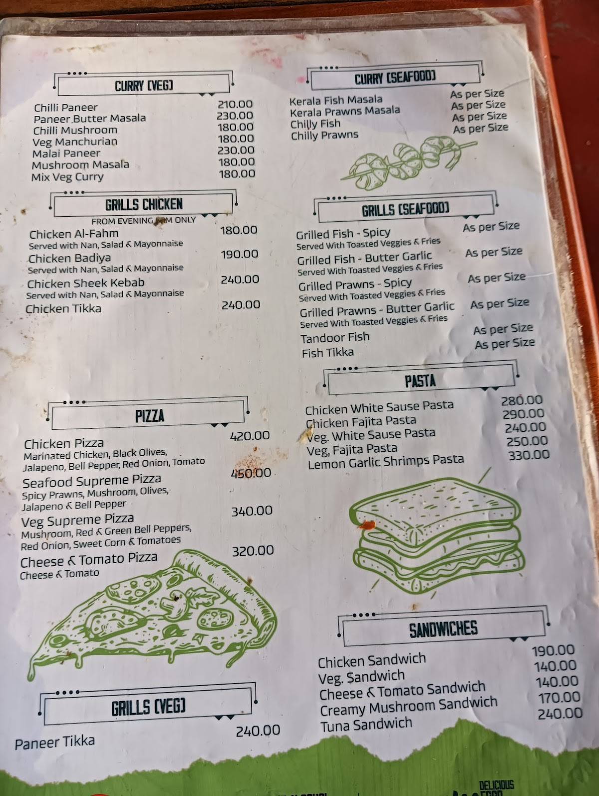 Cafe Catamaran menu