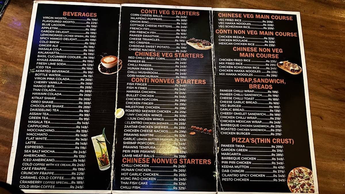 Cafe Destination menu