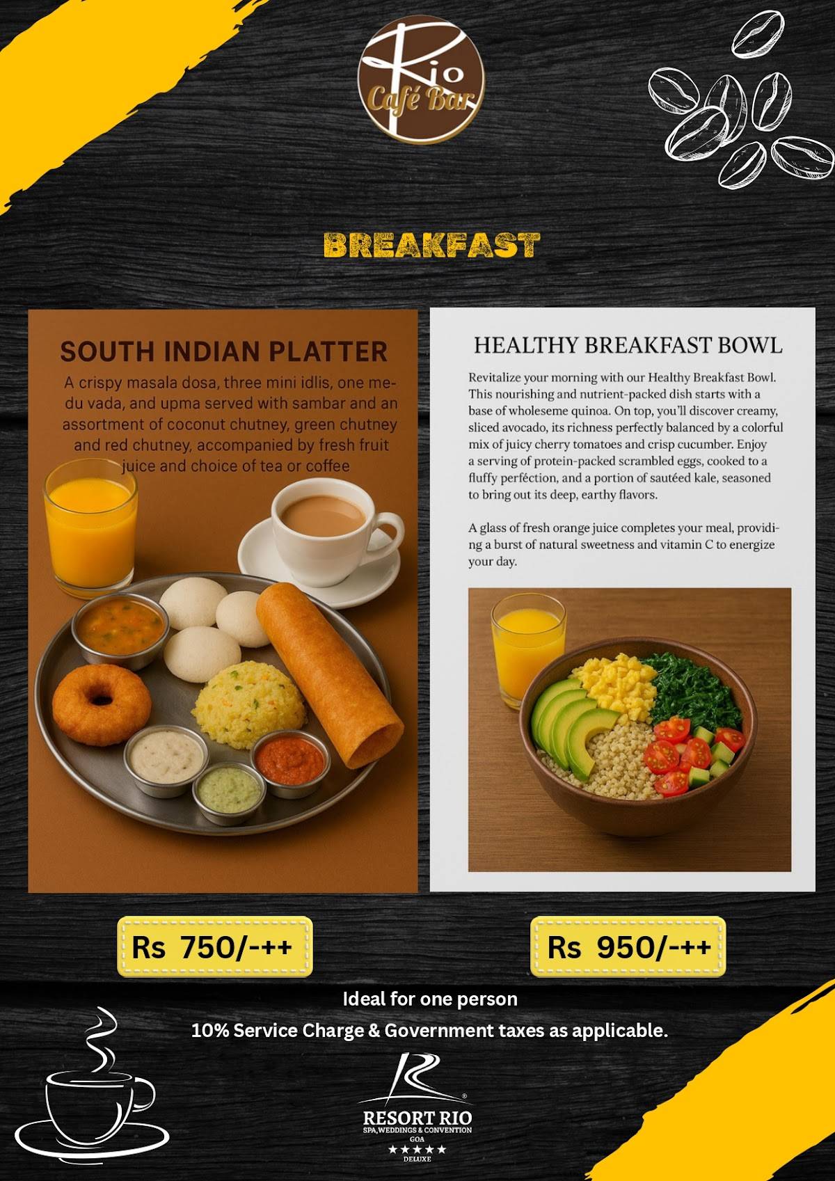 Cafe Rio Bar menu