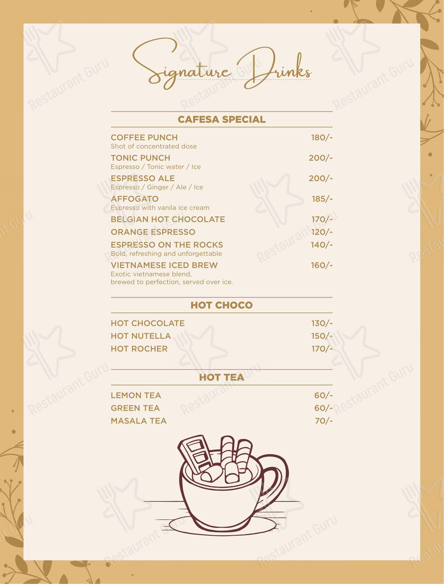 Cafesa - Pure Veg. Multi Cuisine Cafe and Restaurant menu