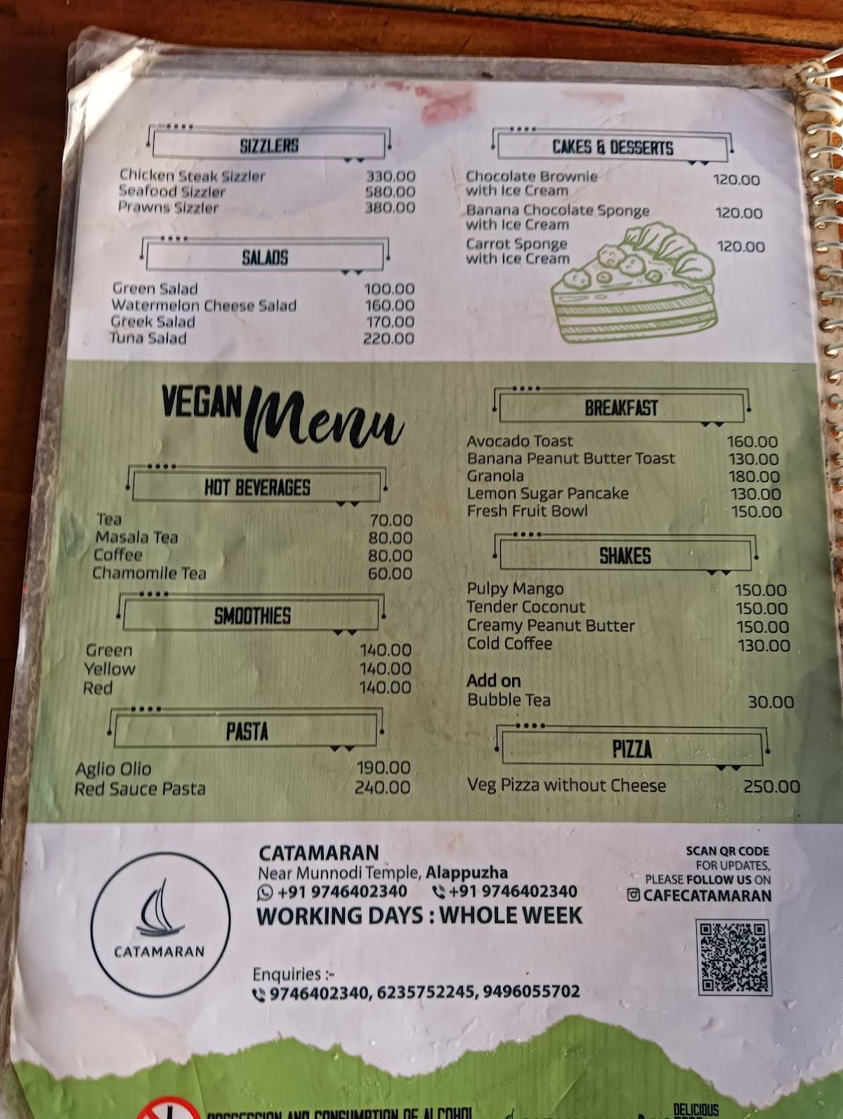 Cafe Catamaran menu