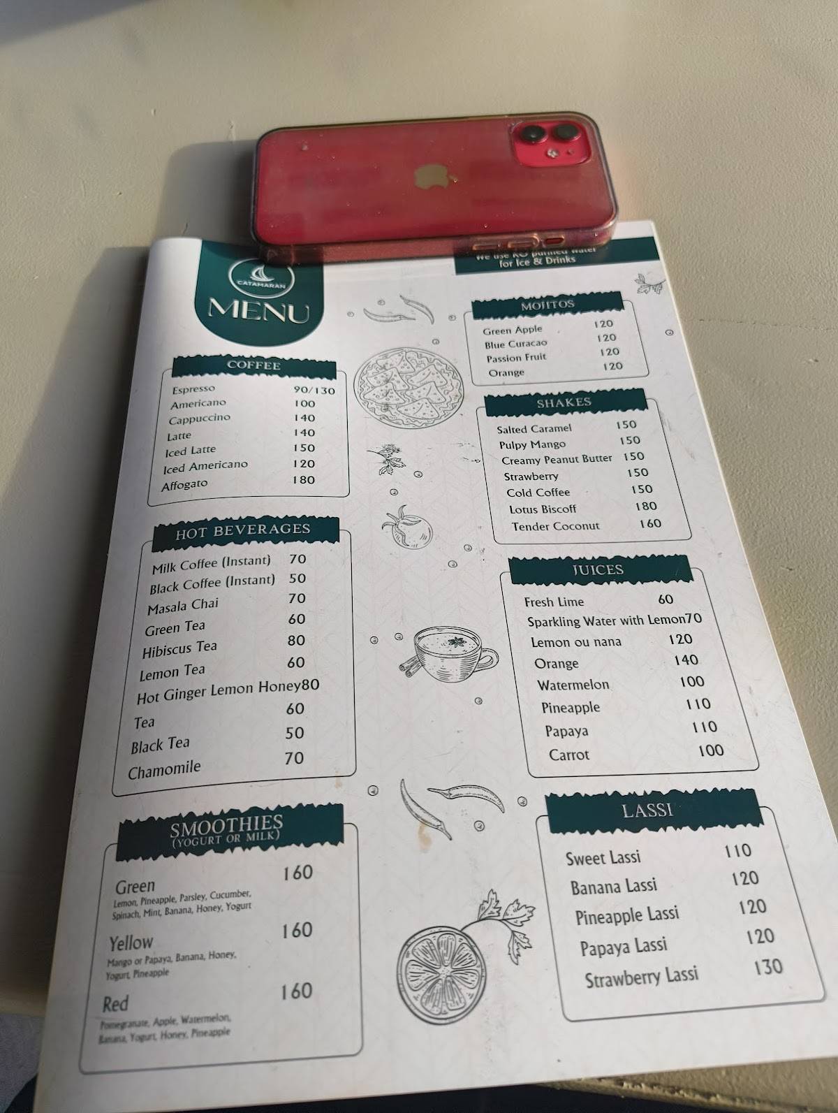 Cafe Catamaran menu