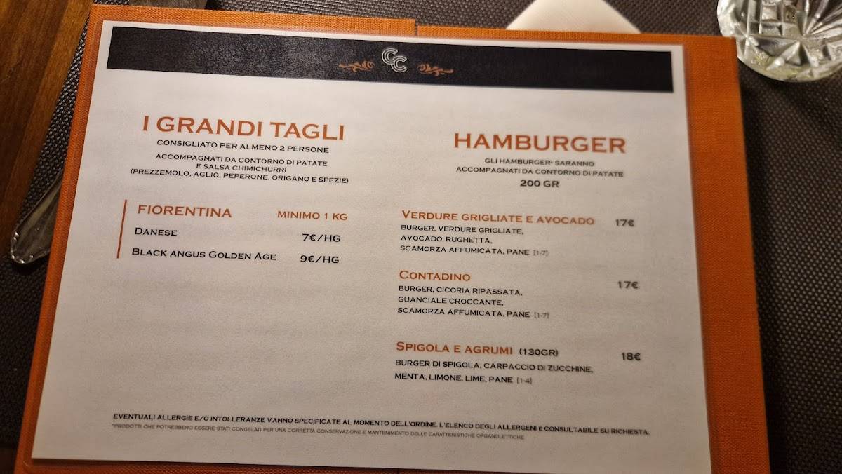Menu di Cafè Corrientes 