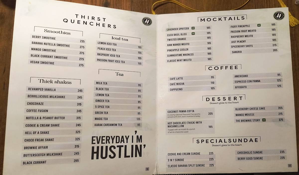 Huddles Cafe menu