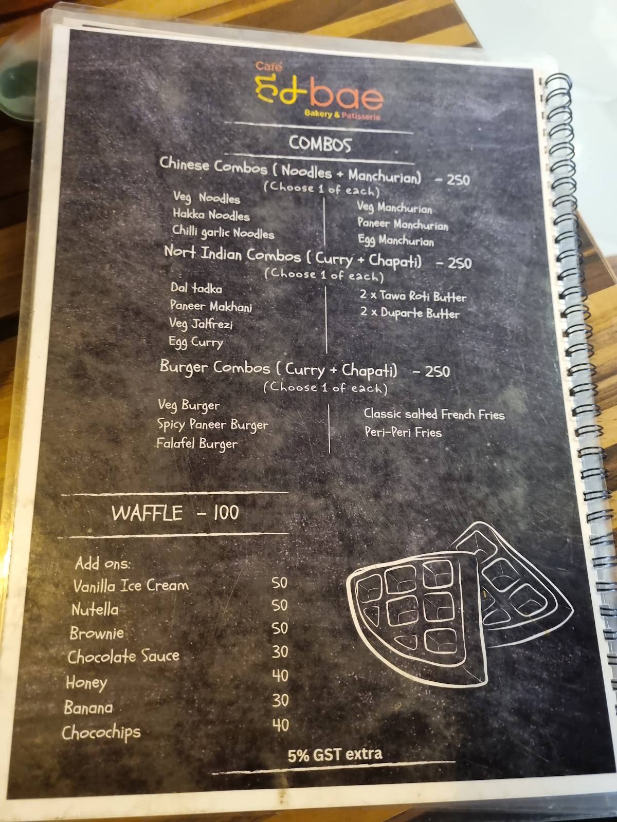 Cafe HumBae Bakery menu