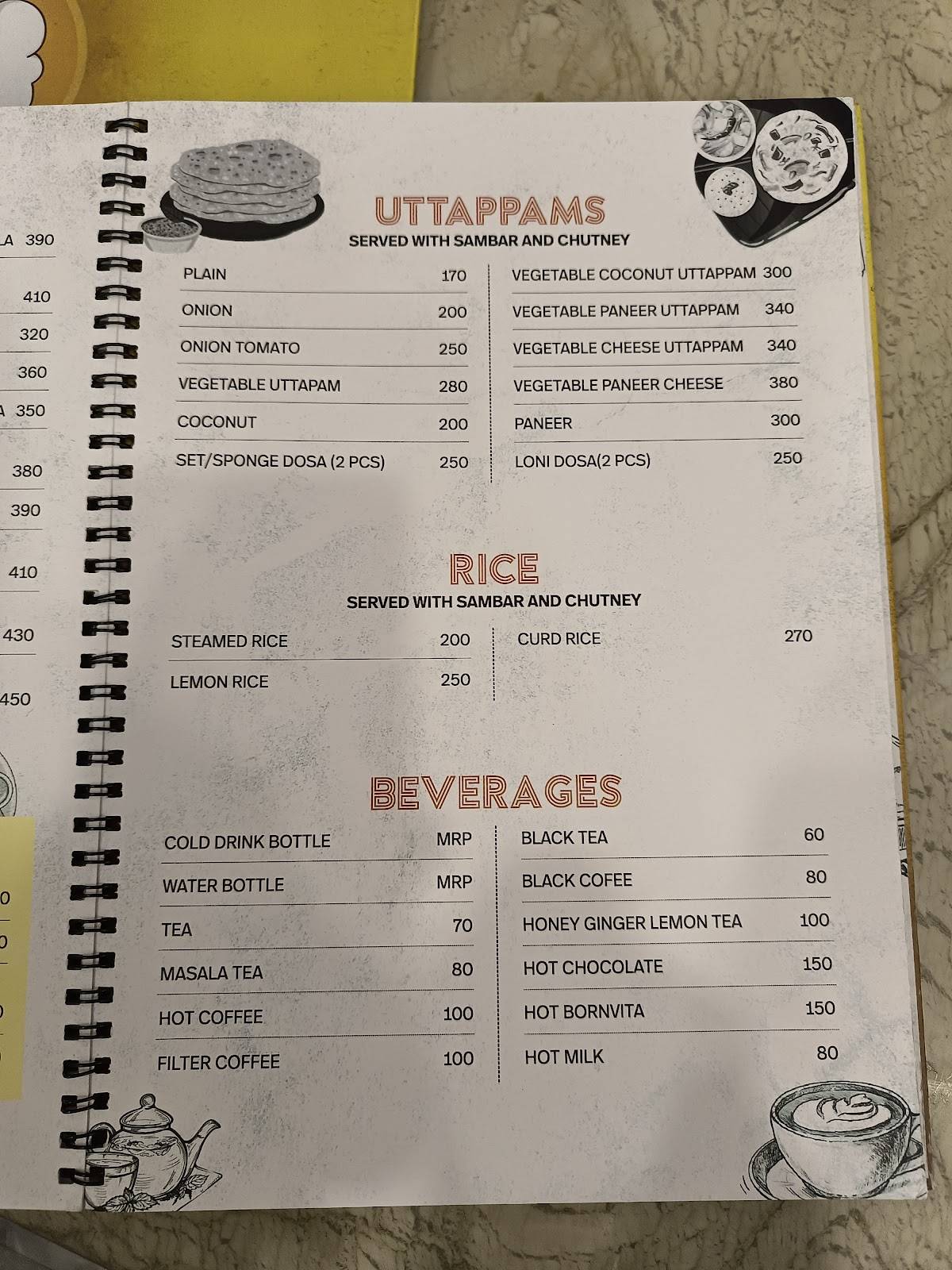 Cafe Madras menu