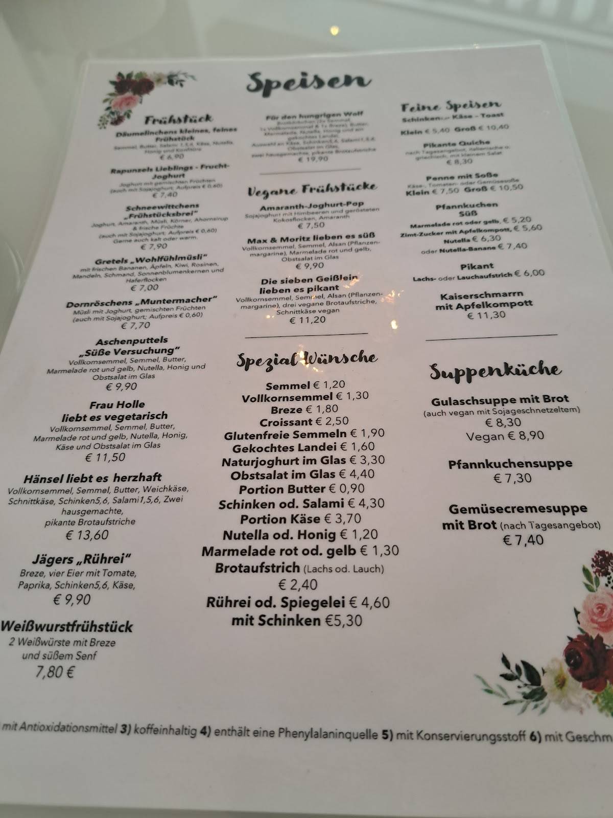 Menu de Café Märchenhaft