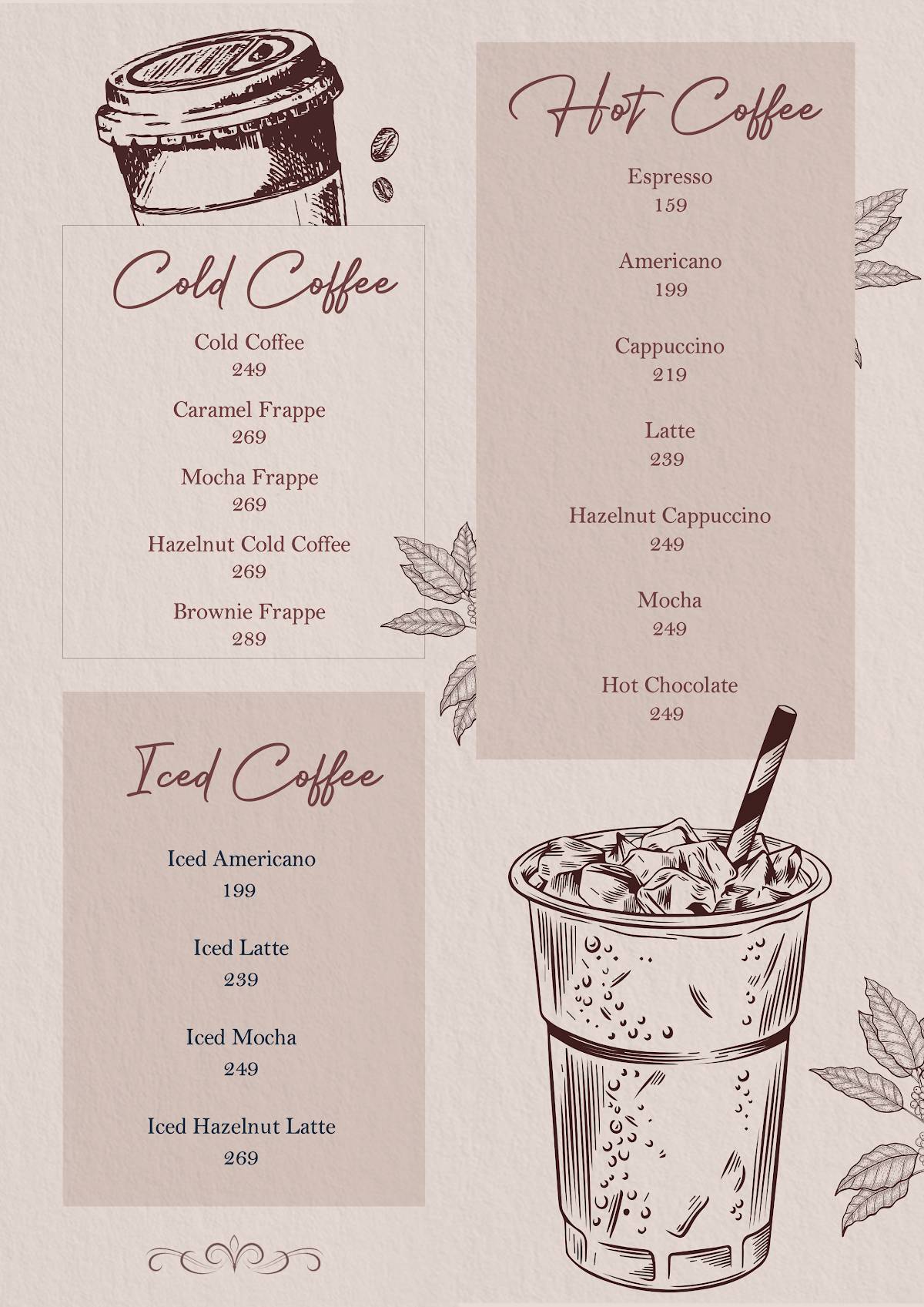 Refections Cafe, Hudson Lane menu