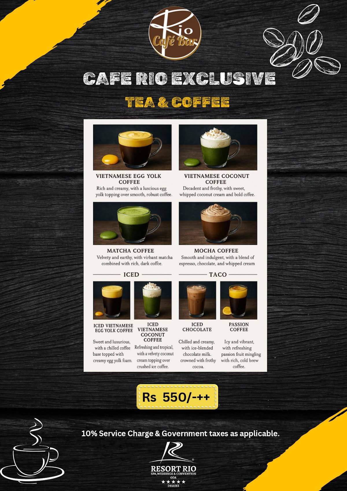 Cafe Rio Bar menu