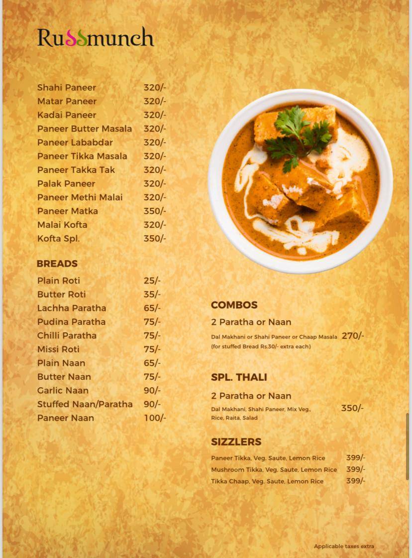 Cafe' Russmunch menu
