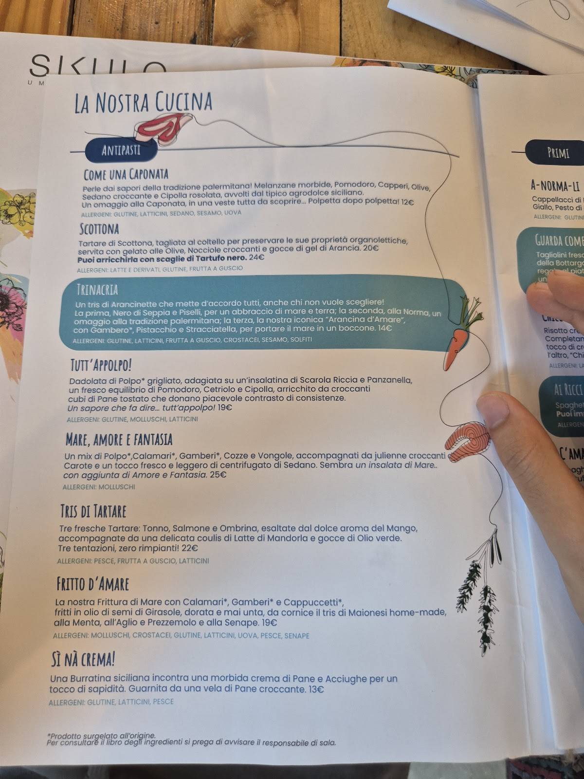 Menu di Sikulo - Umori & Sapori 