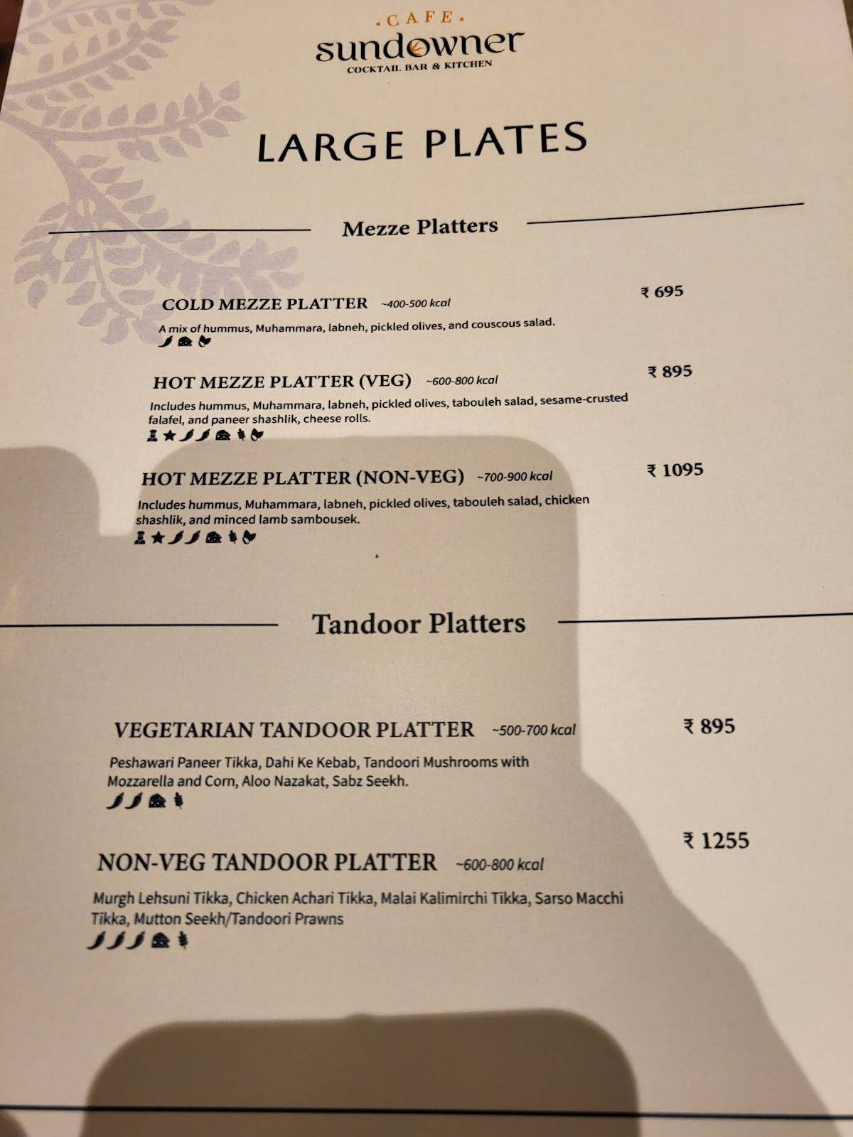 Cafe Sundowner menu
