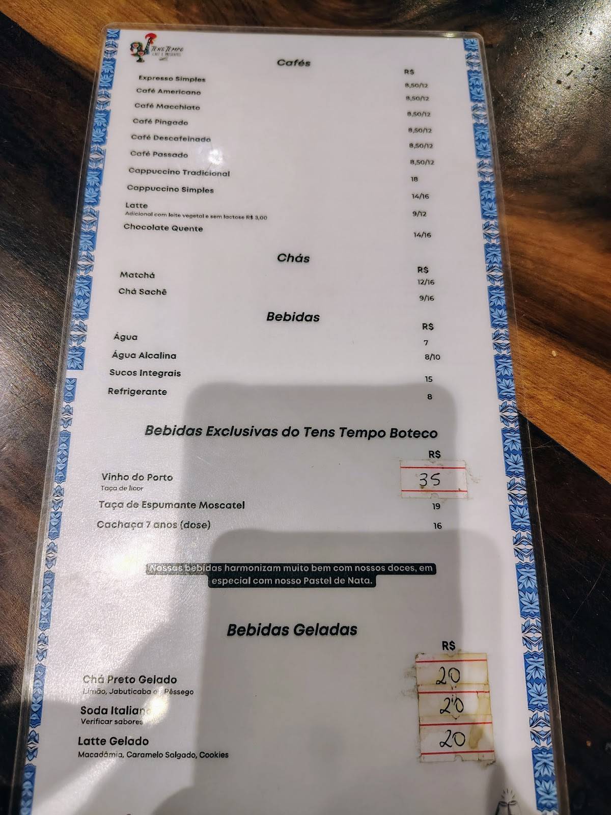 Tens Tempo Café cardápio