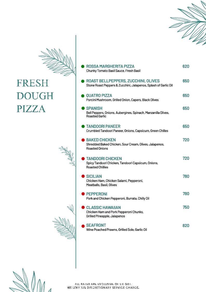 The Palette Cafe menu