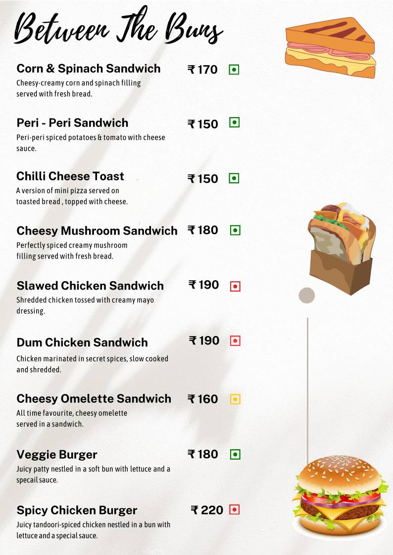 The Studio Cafe menu