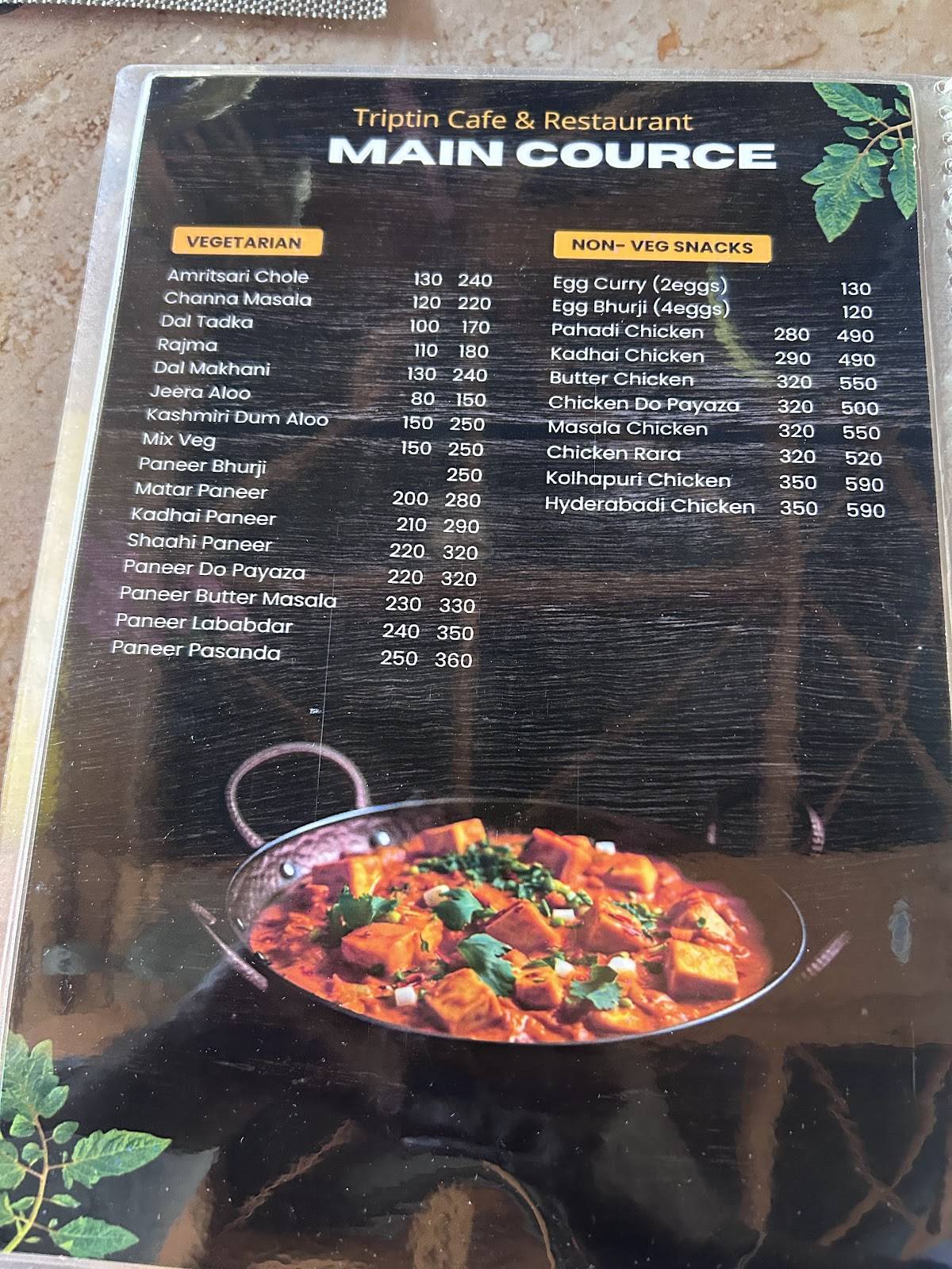 Triptin cafe & Resturant menu
