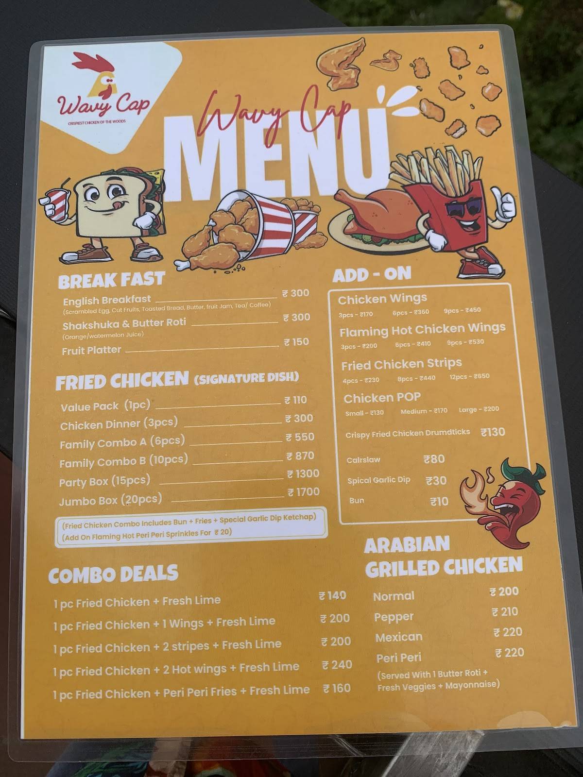 Cafe Wavy Cap menu