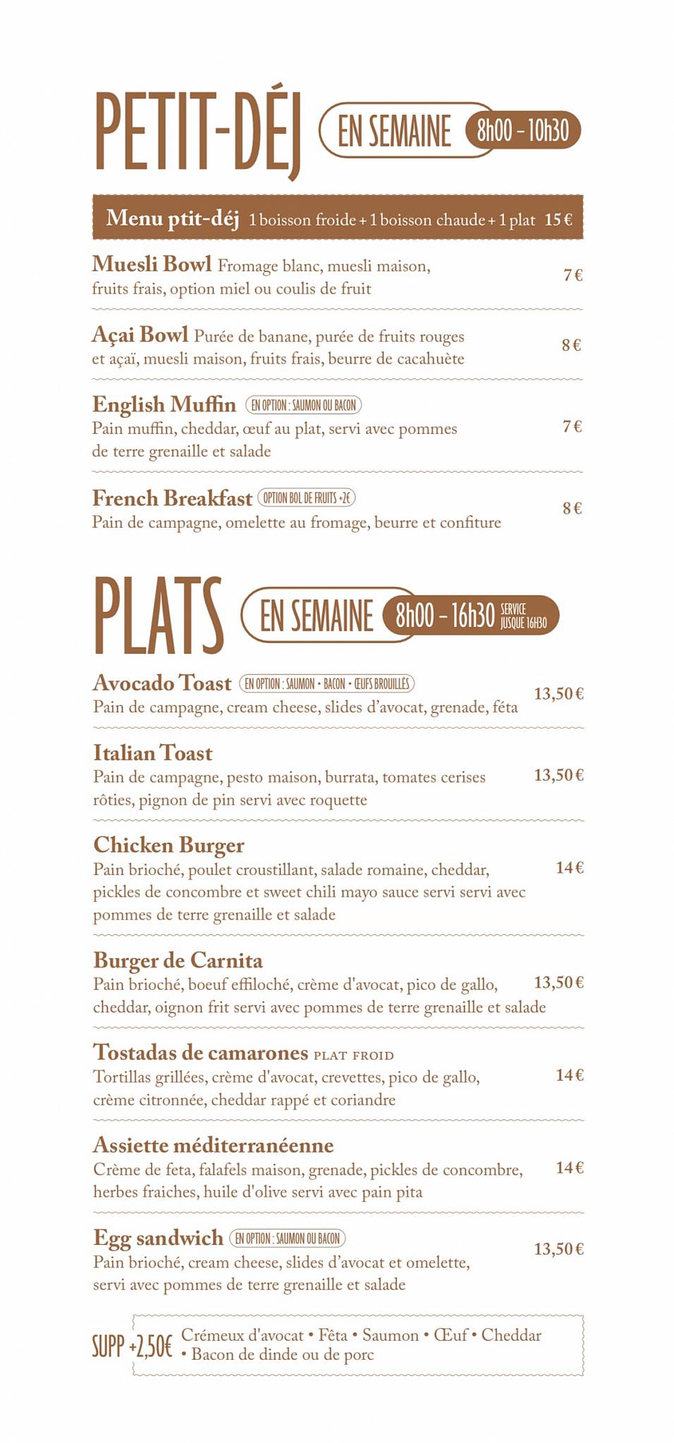 Menu de Café Crème Rouen