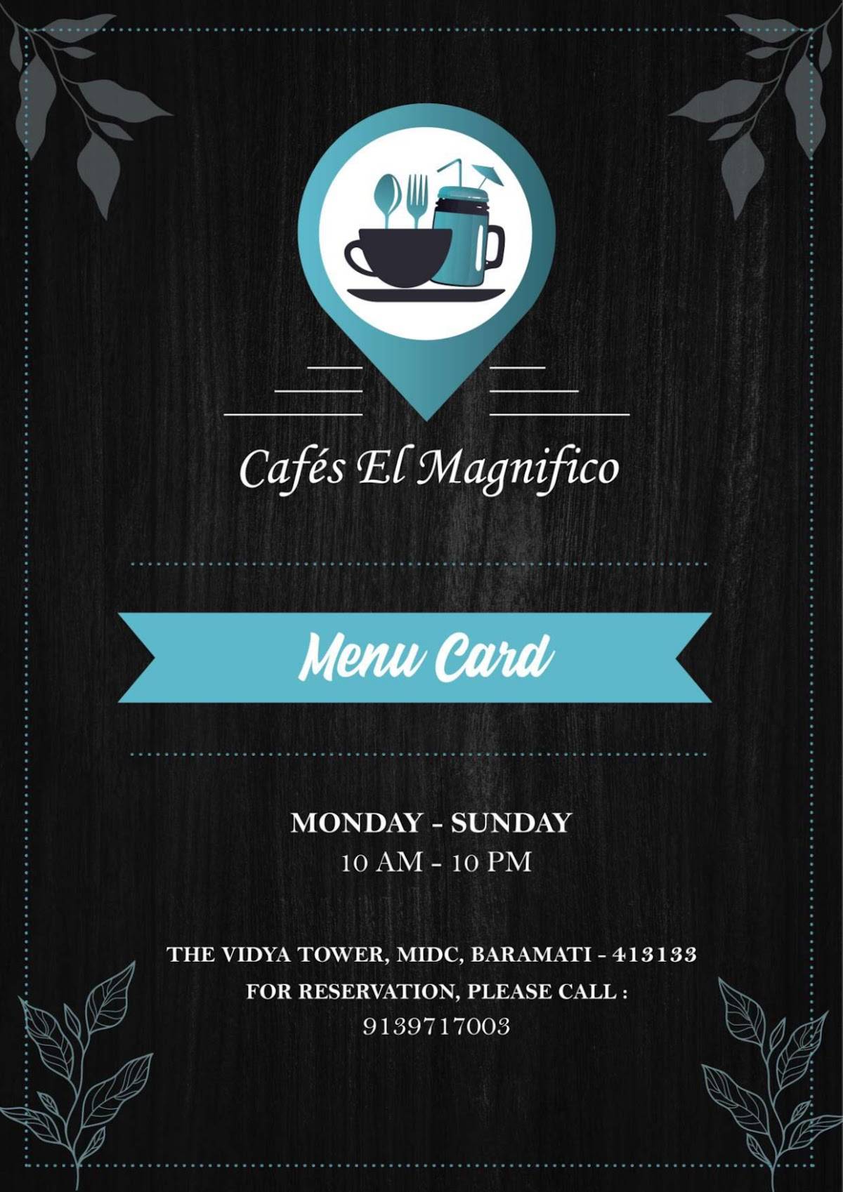 Cafés El Magnífico menu