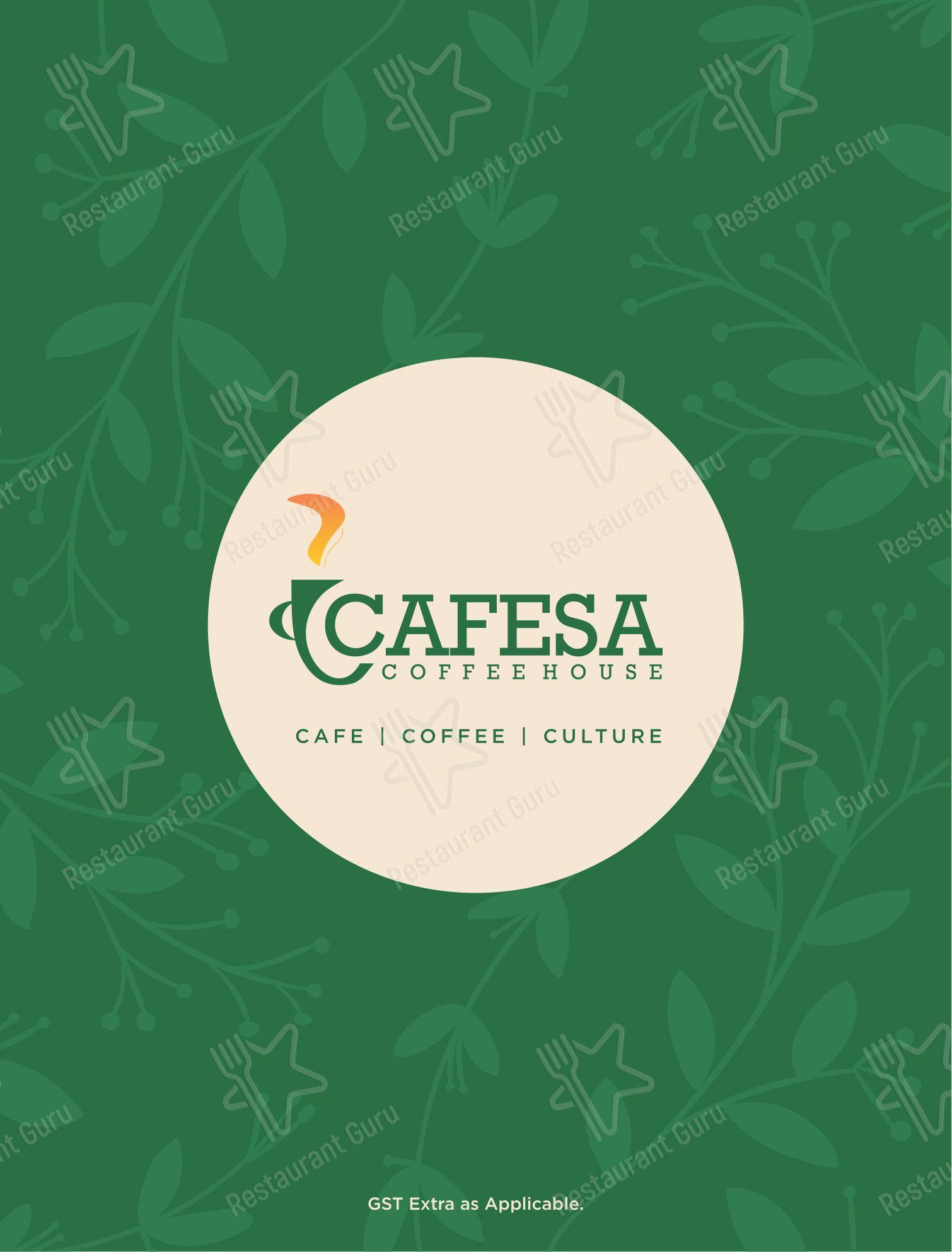 Cafesa - Pure Veg. Multi Cuisine Cafe and Restaurant menu