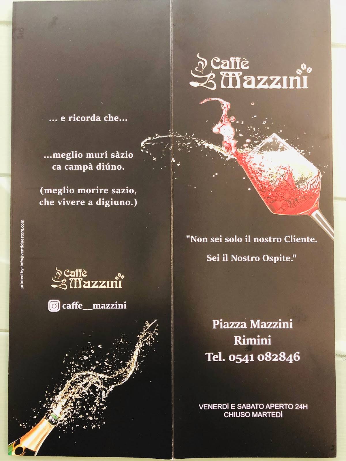 Menu di Caffè Mazzini 