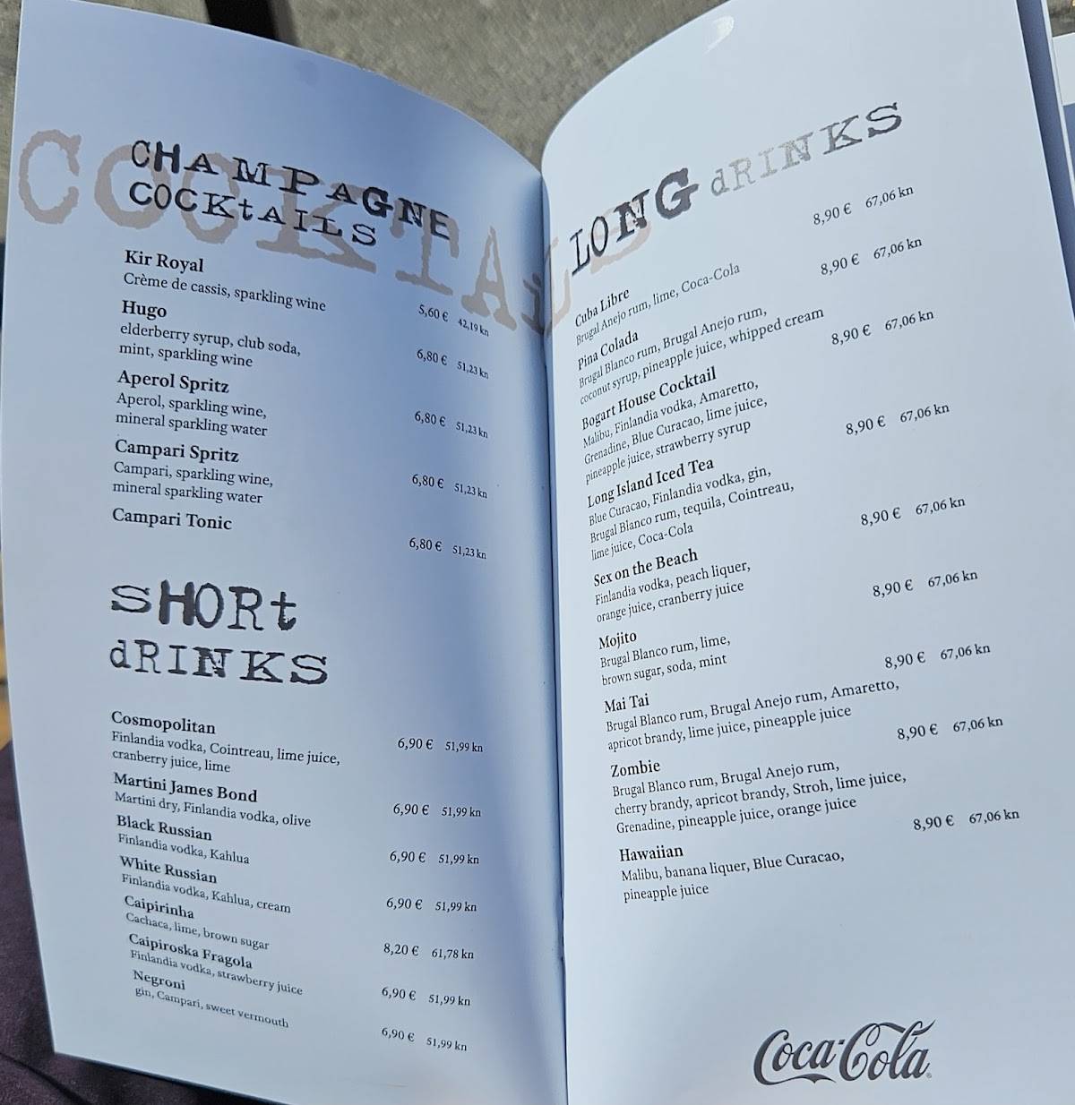 Menu di Caffe bar Bogart Krk 