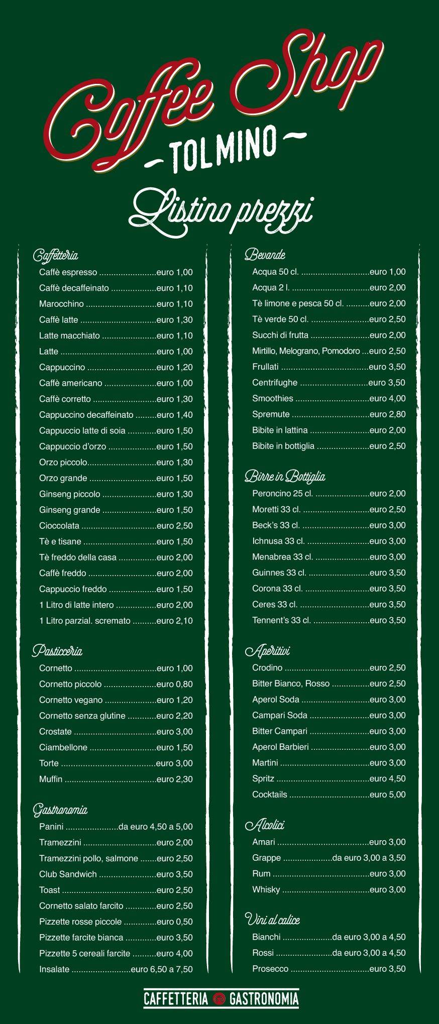 Menu di Coffee Shop Tolmino 