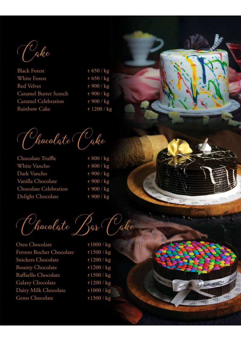 Cake Studio Manjeri menu