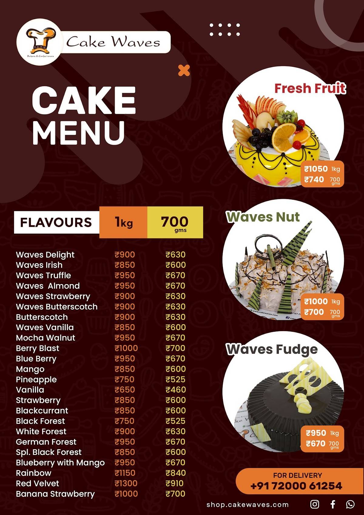 Cake Waves Pattabiram menu
