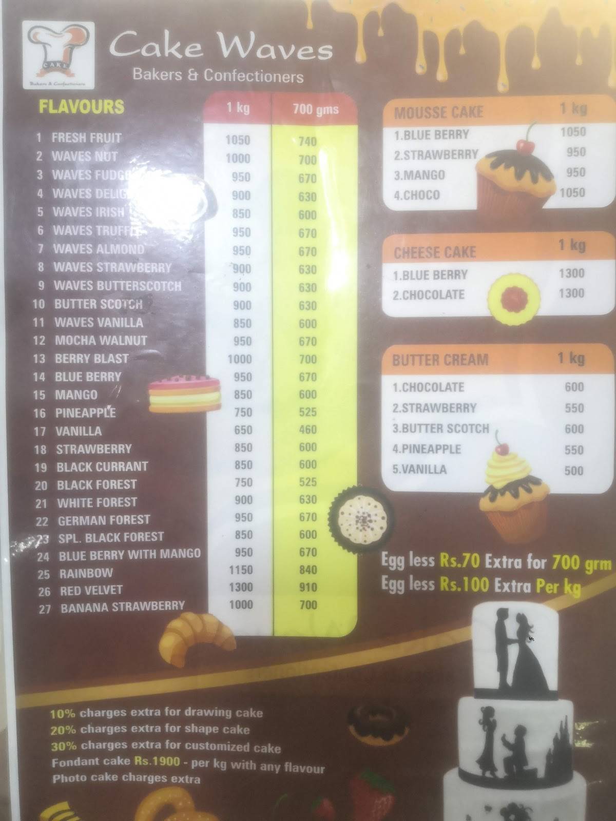 Cake Waves Pattabiram menu