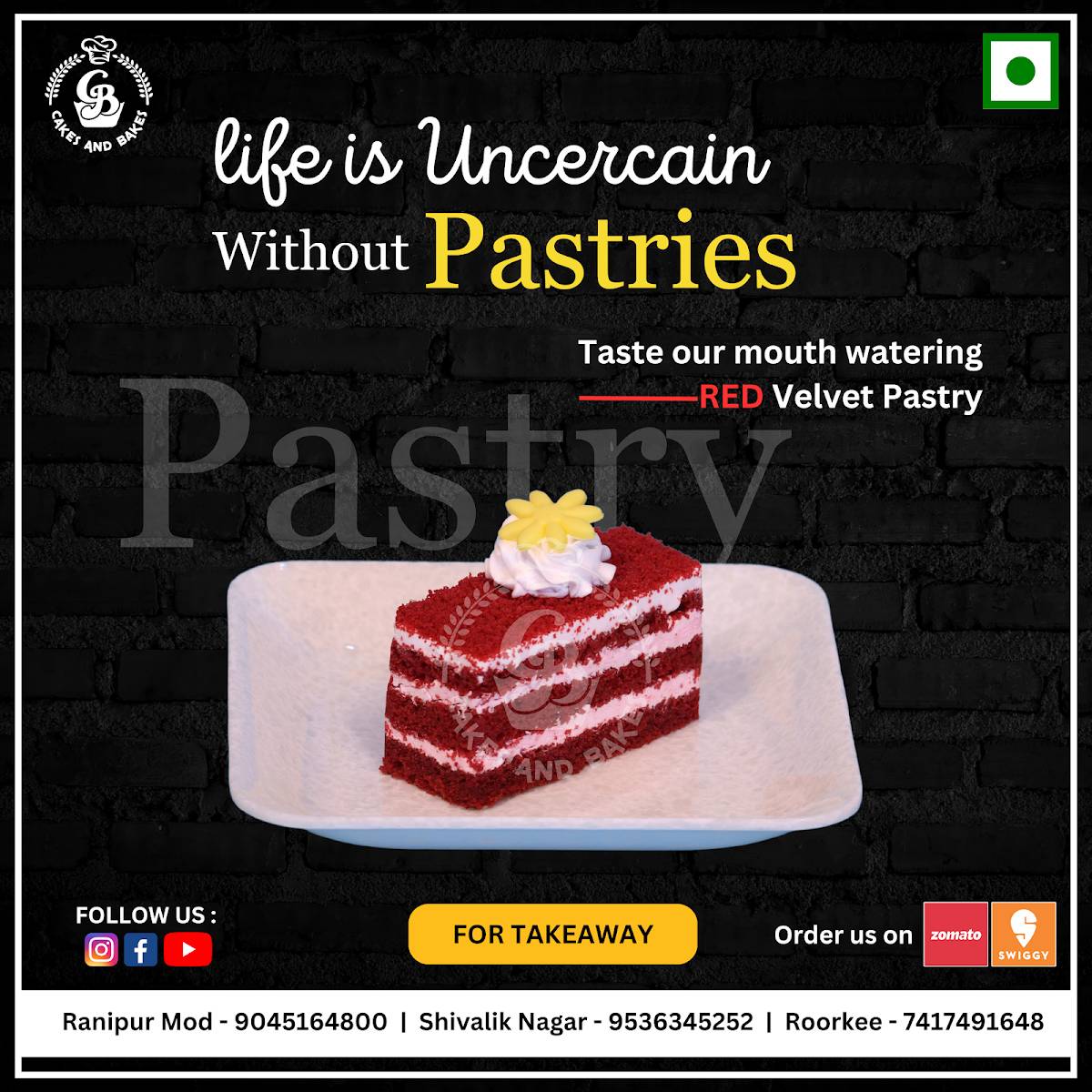 Cakes and Bakes menu