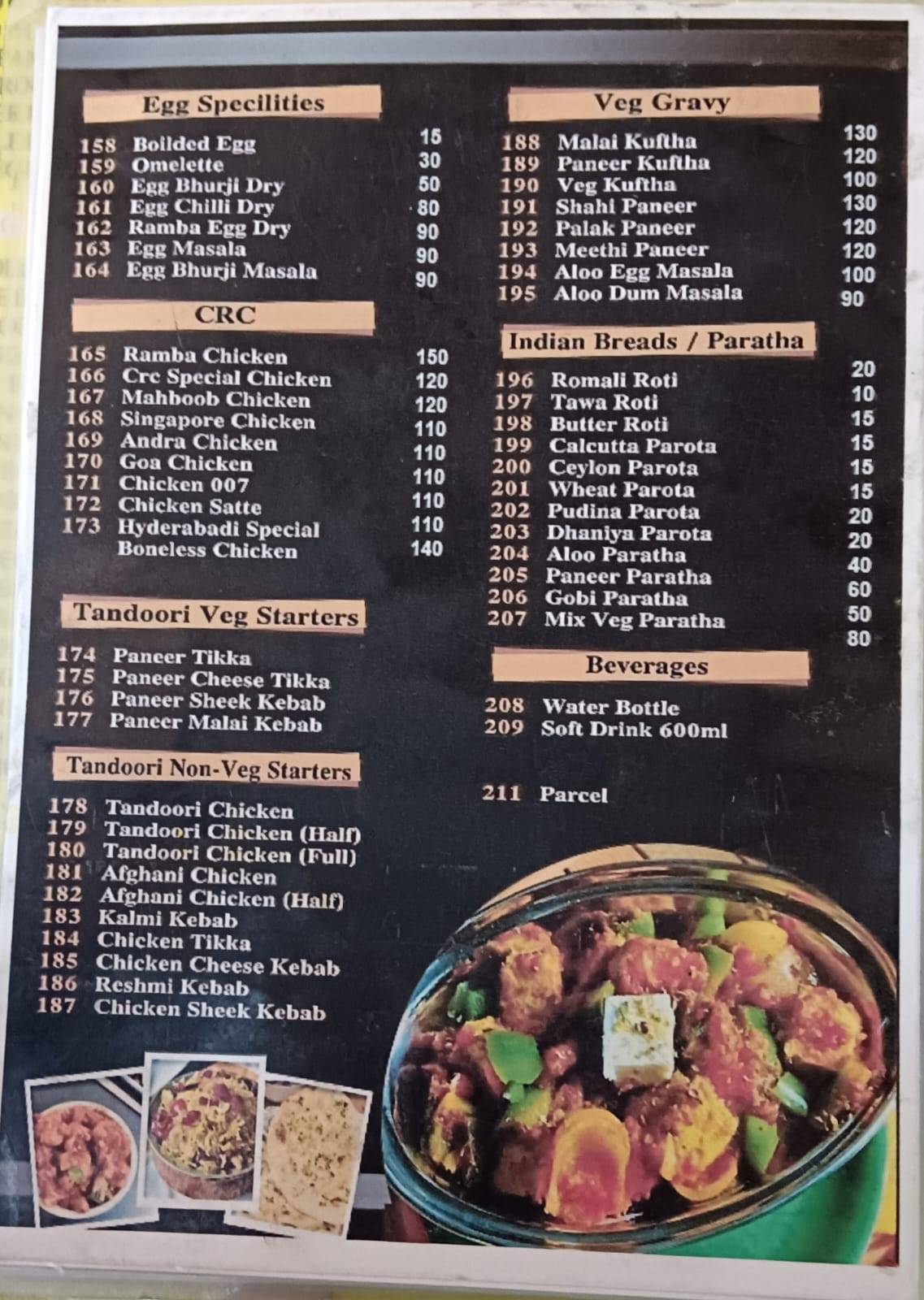 Calcutta Roll Centre menu