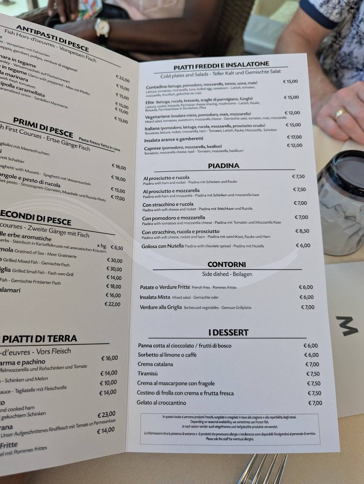 Menu di Canasta Mare 