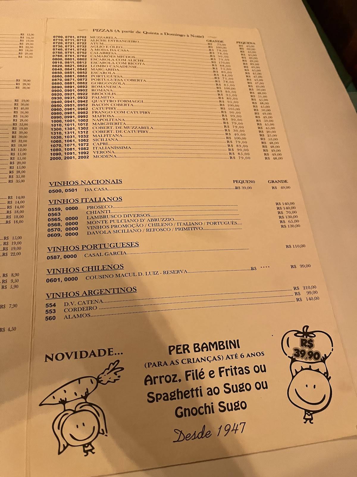 Cantina 1020 cardápio