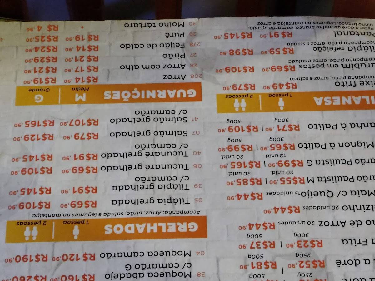 Cantina da Moqueca e do Peixe Frito cardápio