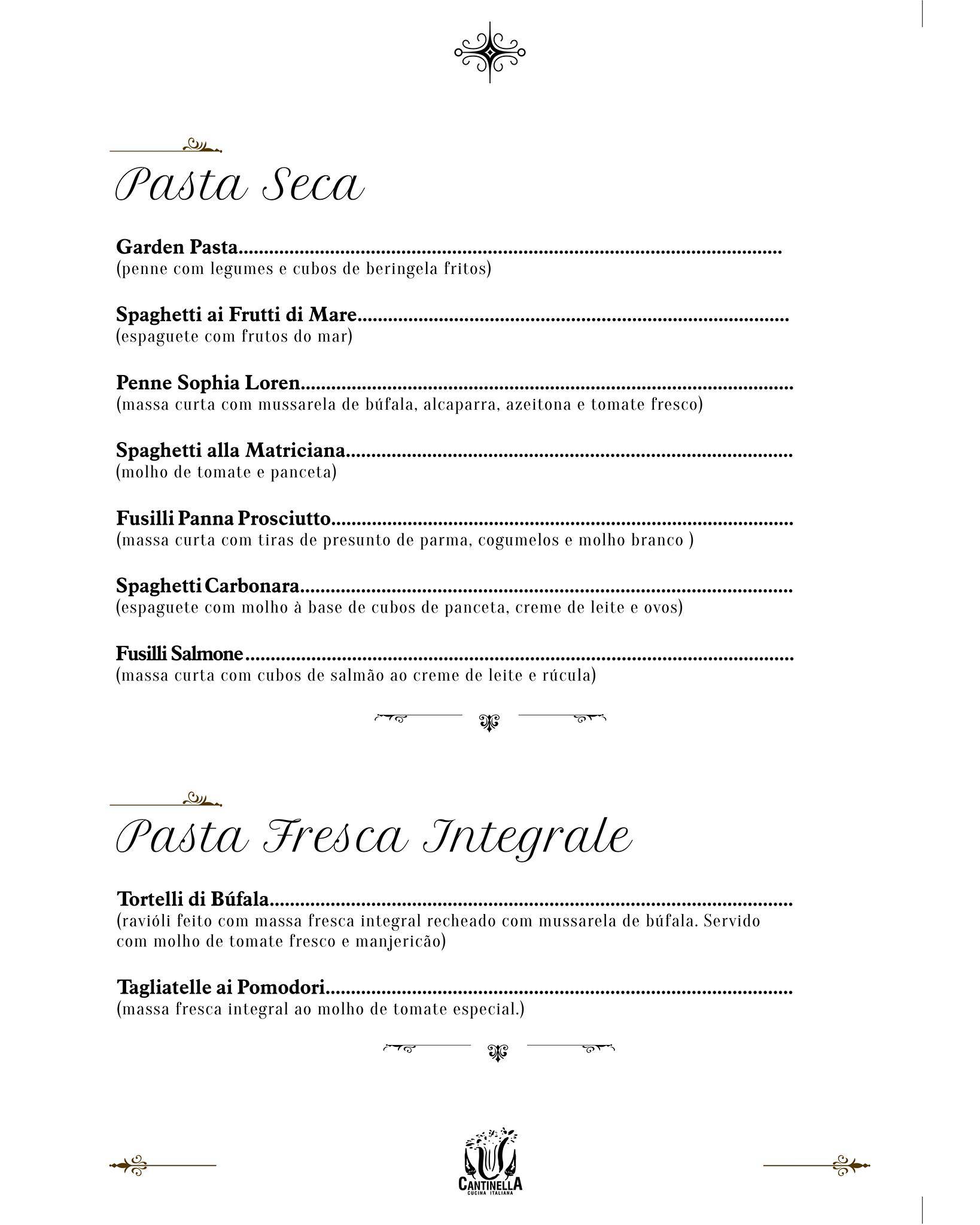 Cantinella Restaurante Italiano cardápio
