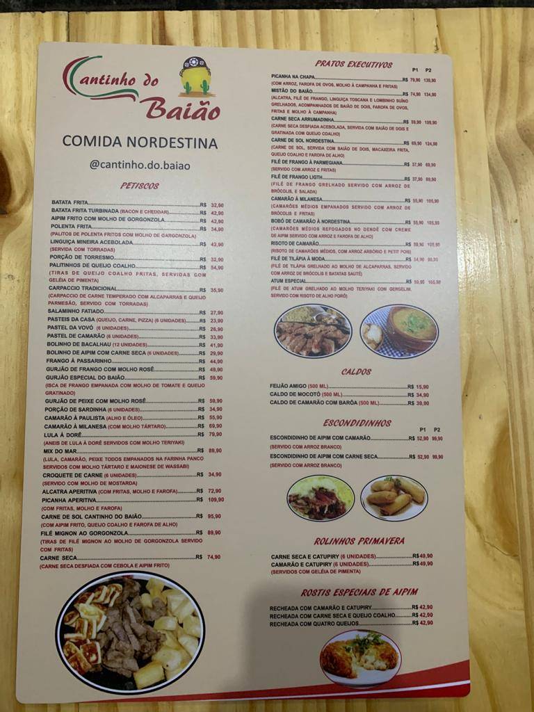 Cantinho Do Baião cardápio