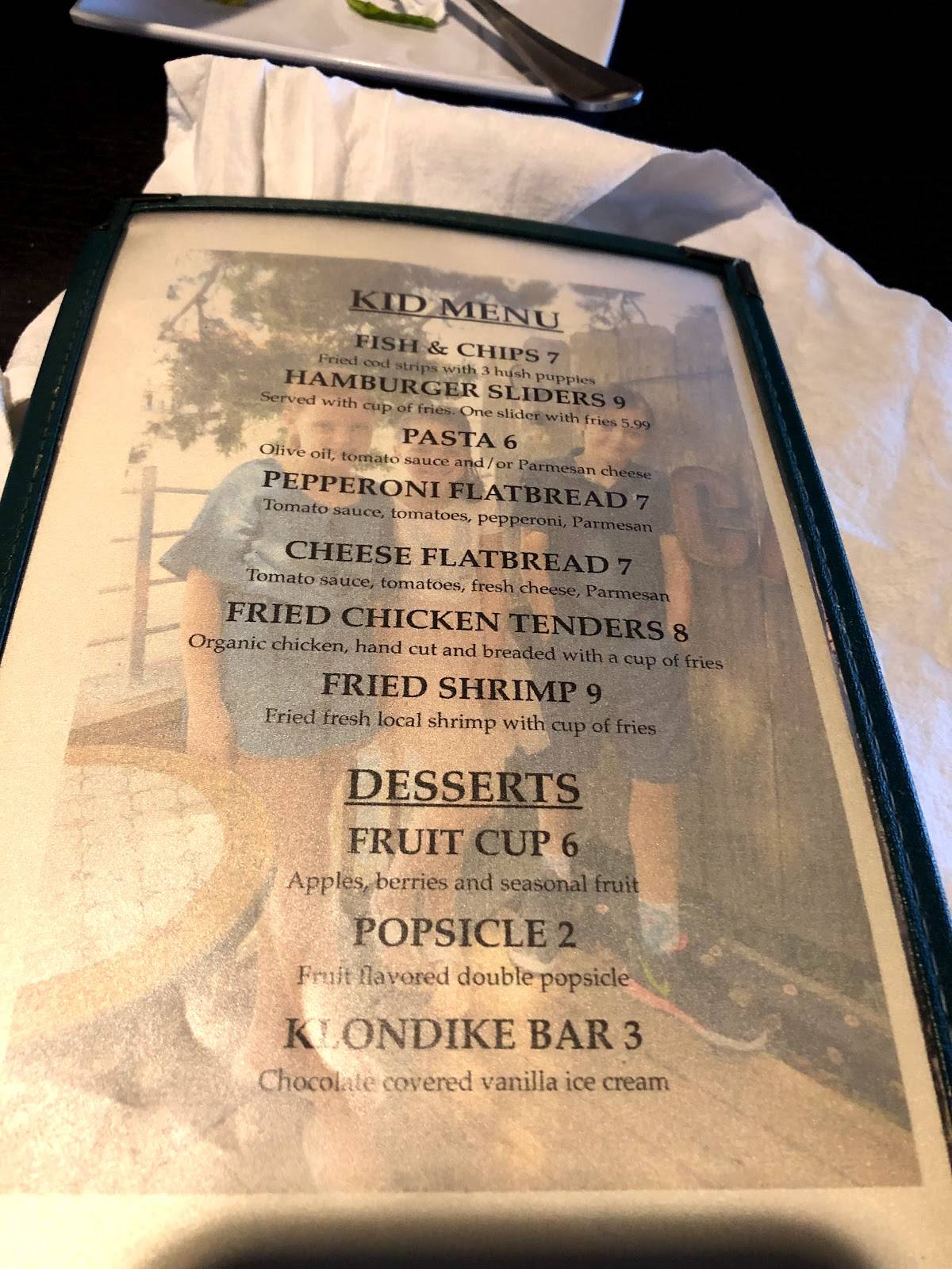 Menu at Cap's On the Water restaurant, Vilano Beach, Myrtle St