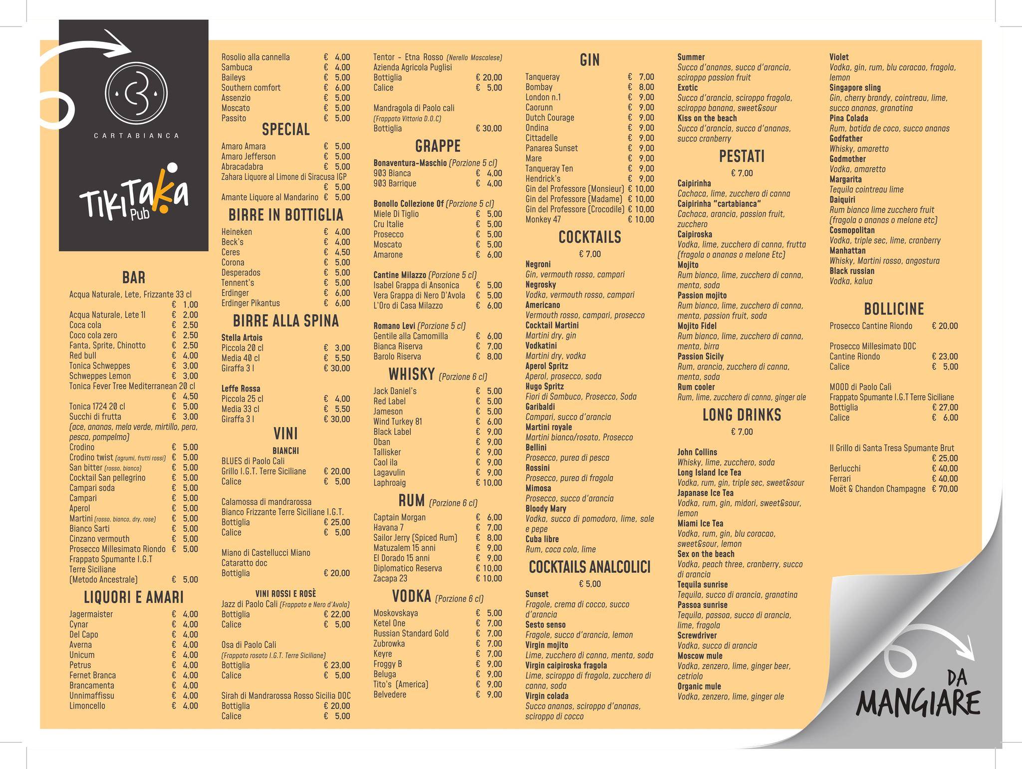 Menu di Cartabianca 