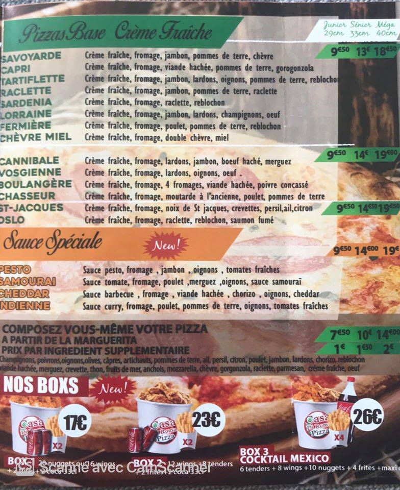 Menu de Casa Di Roma Pizza
