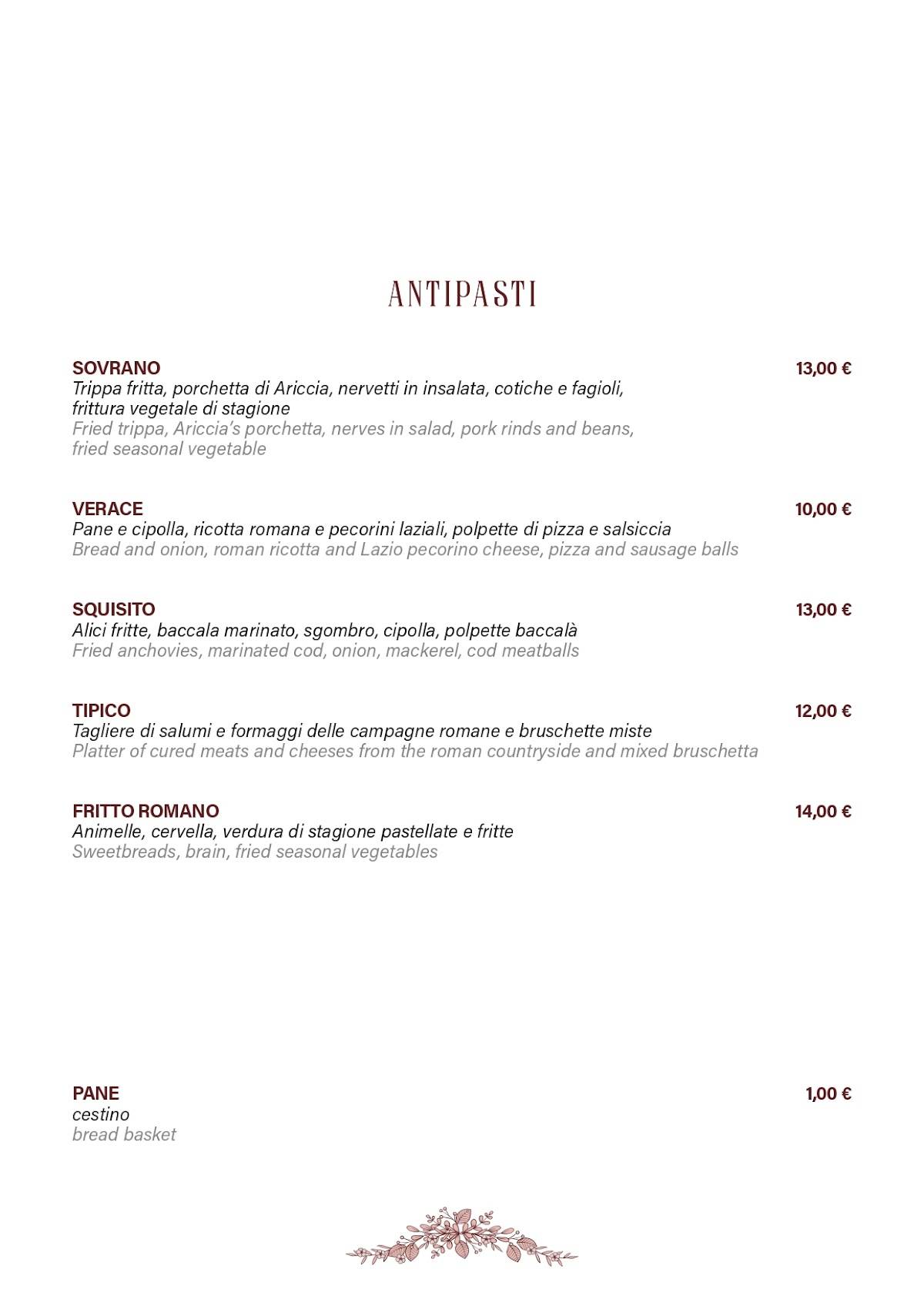 Menu di Casa Sceppa 